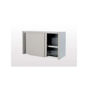 Wall Cabinet with Sliding Doors and Slotted Shelves